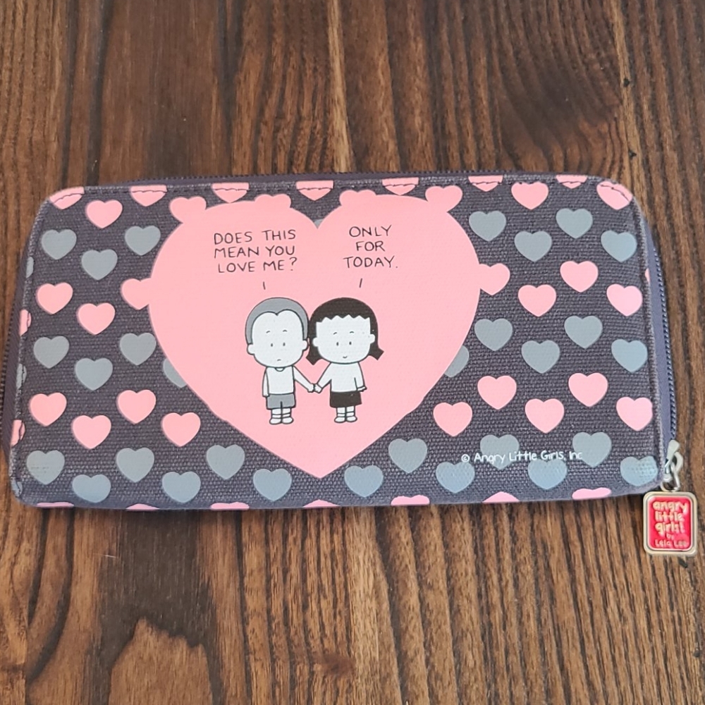 💝Angry Little Girls Heart Wallet in Pink and Grey